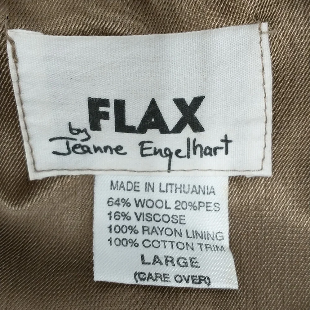 Jeanne Engelhart FLAX Jacket Wool Blend Corduroy Trim Oversized Natural Neutral - Picture 5 of 9